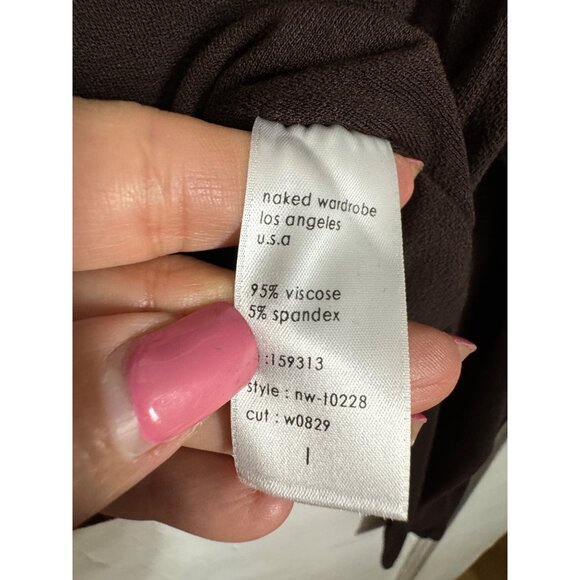 Naked‎ Wardrobe Brown Long Sleeve Crop Top Large - Picture 5 of 6